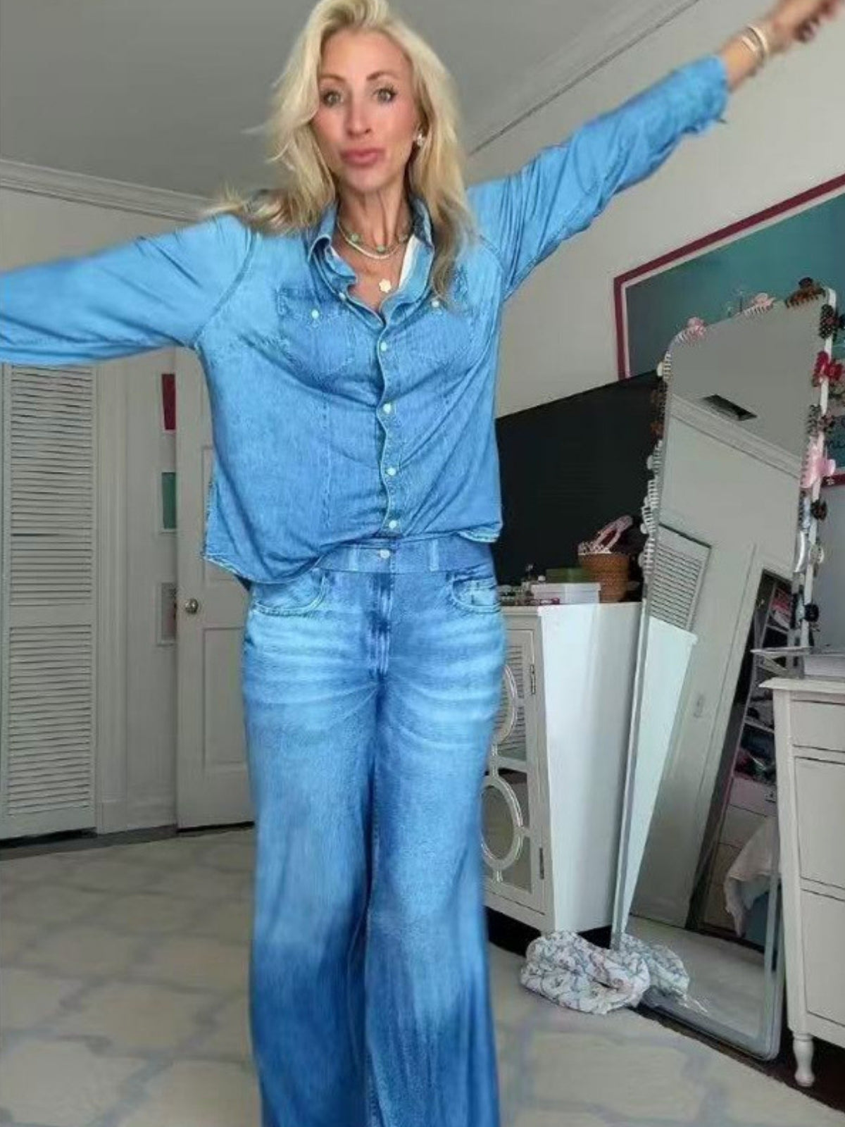 Denim Two-piece Set
