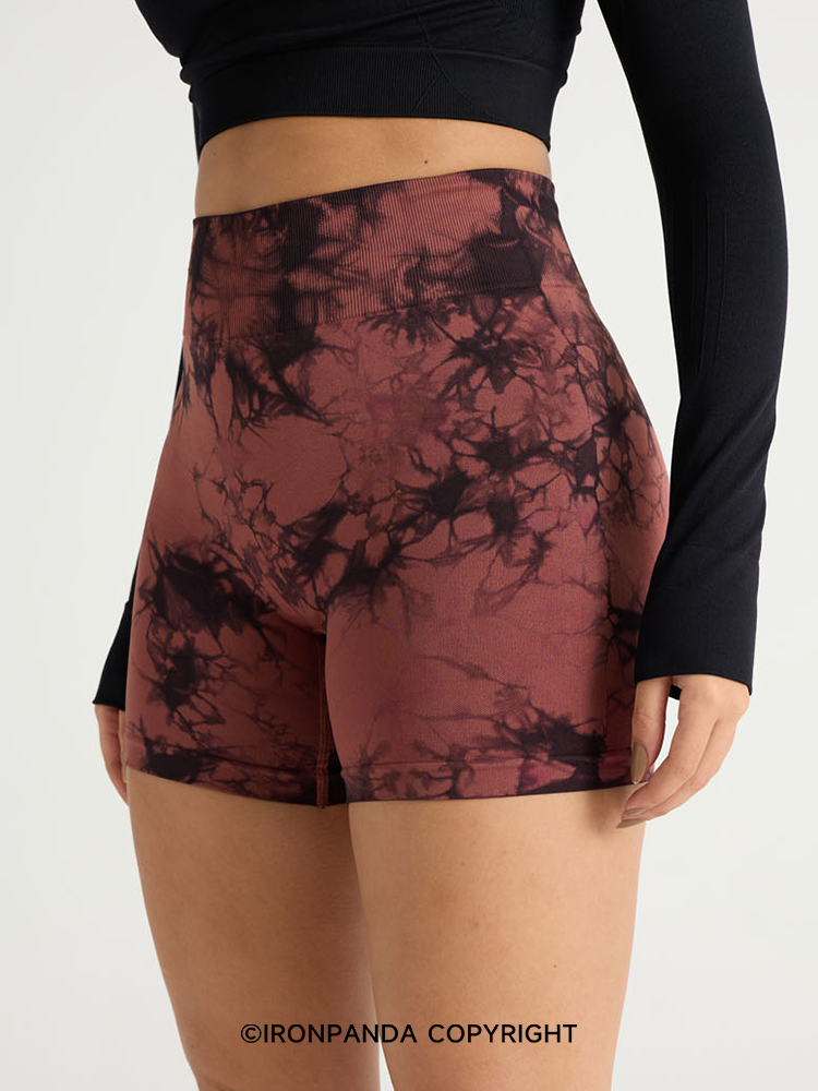 High-Waist Tie-Dye Yoga Shorts