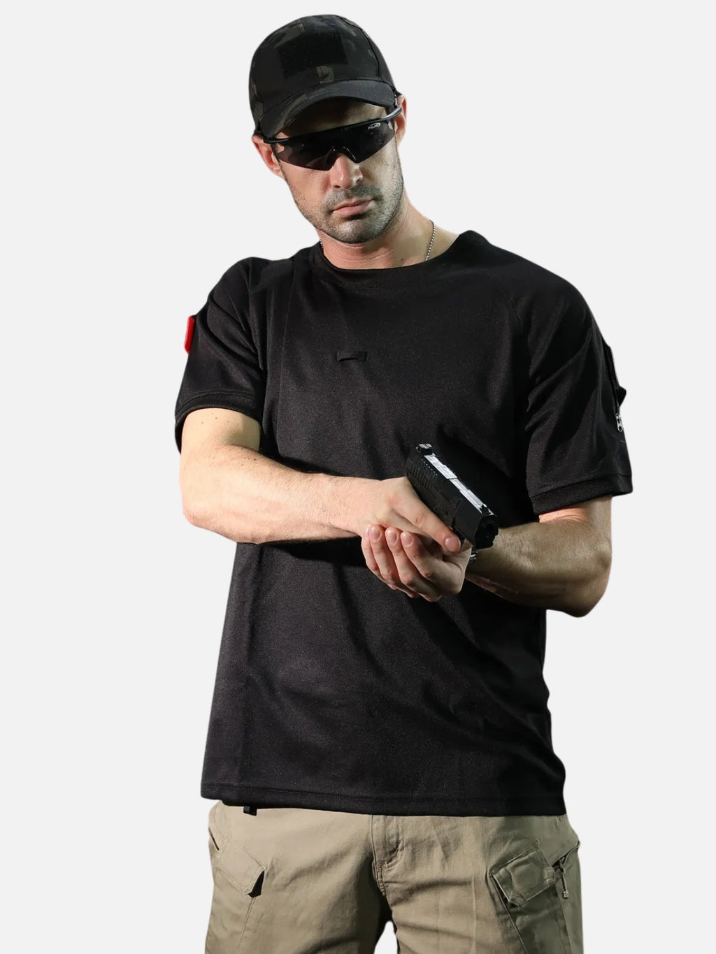 Camouflage Arm Pocket Short Sleeve T-Shirt
