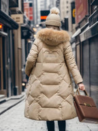 Hannah | Women’s Winter Quilted Coat with Hood Trim