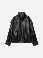 Stand Collar Faux Leather Jacket