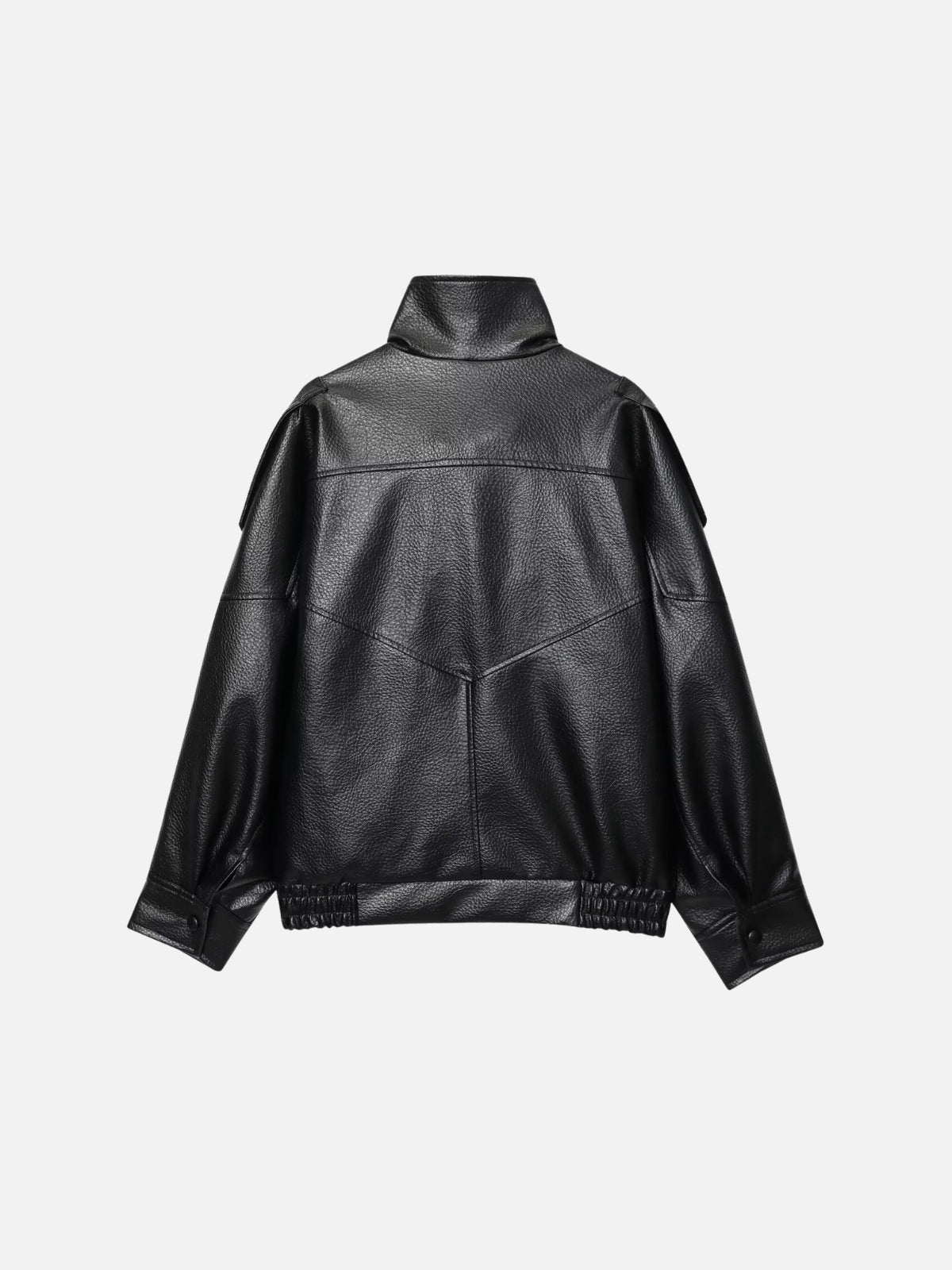 Stand Collar Faux Leather Jacket