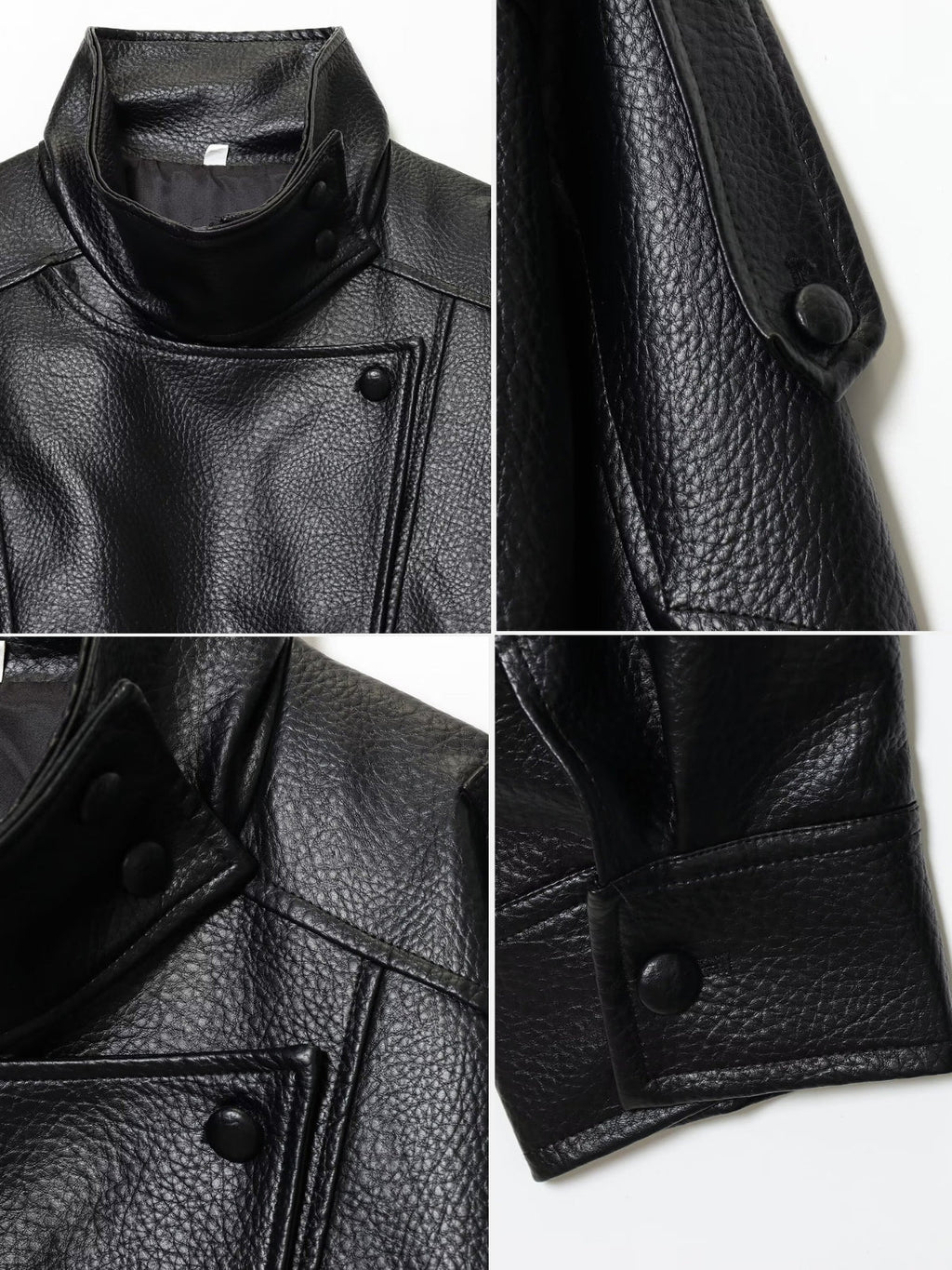 Stand Collar Faux Leather Jacket