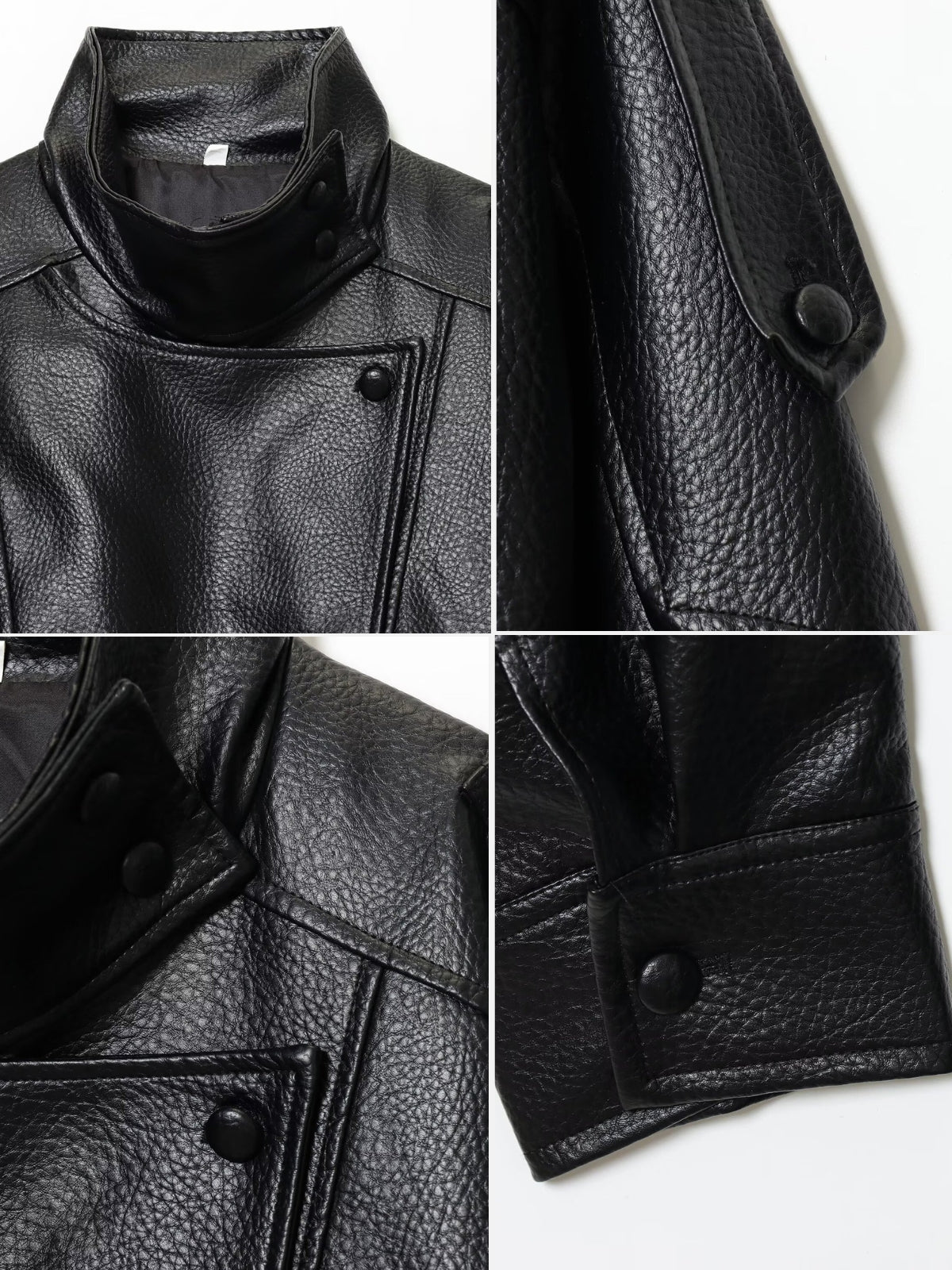 Stand Collar Faux Leather Jacket