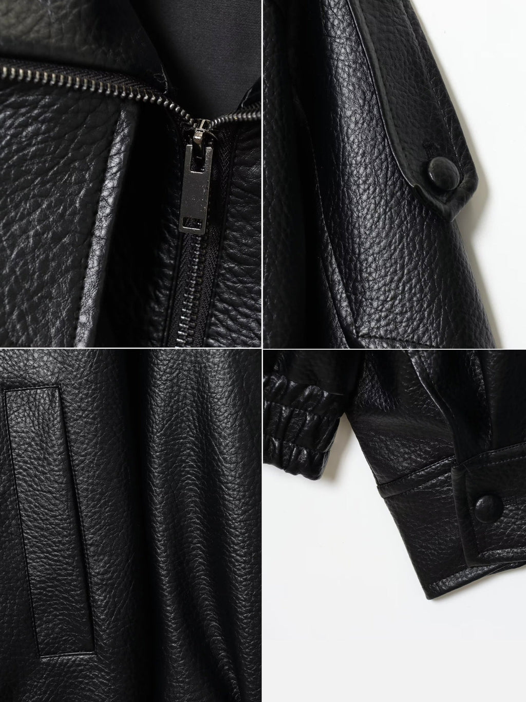 Stand Collar Faux Leather Jacket