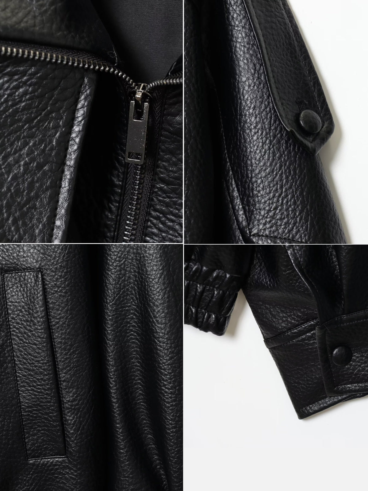 Stand Collar Faux Leather Jacket