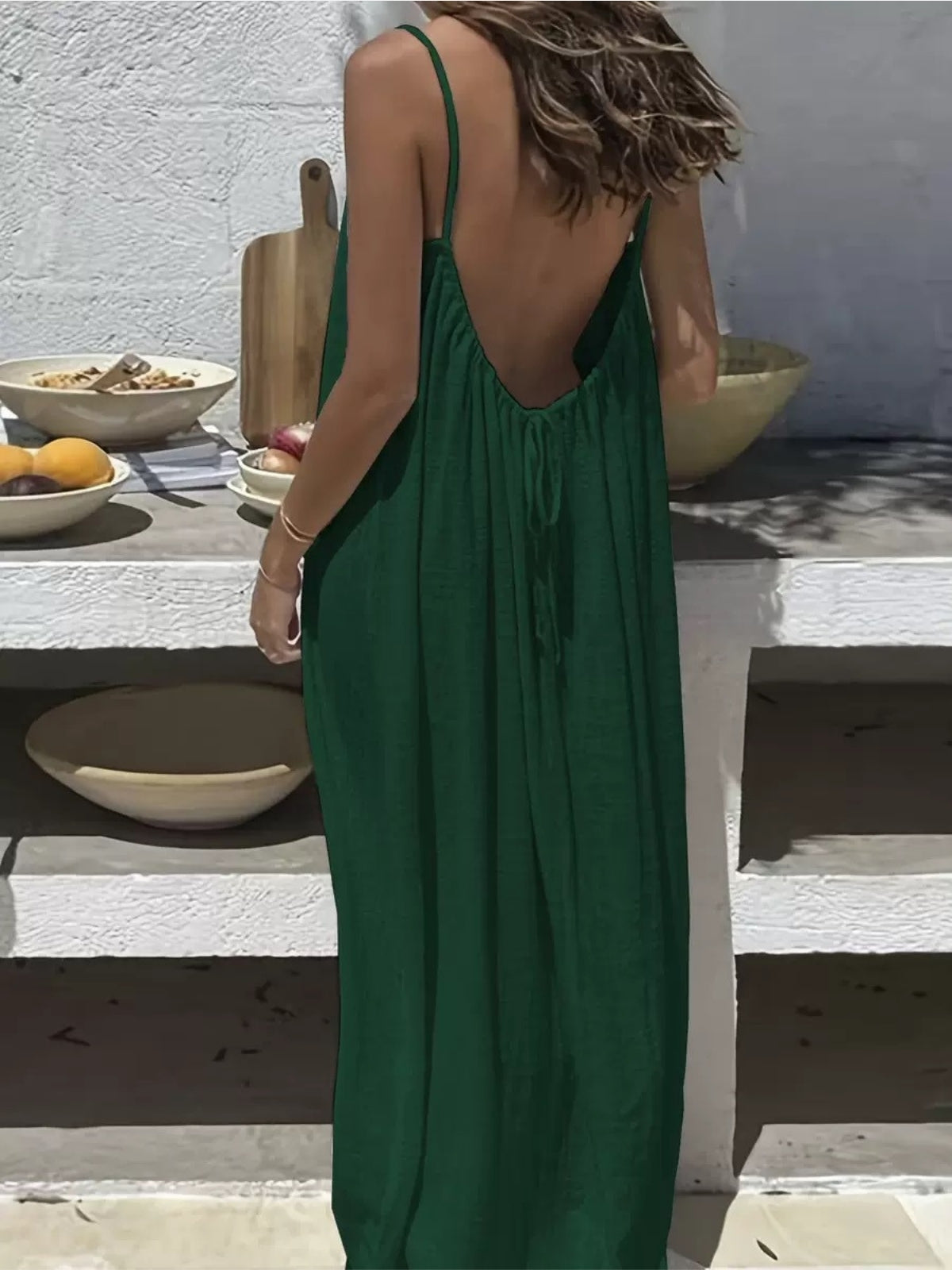 Strappy Backless Relaxed Home Dress