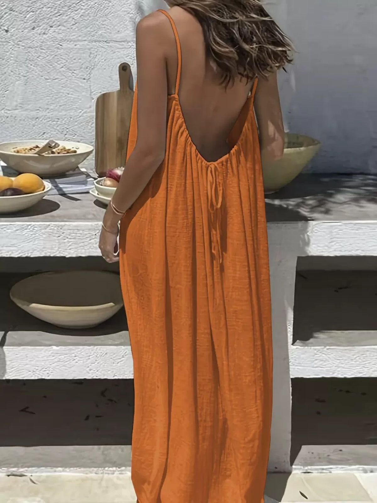 Strappy Backless Relaxed Home Dress