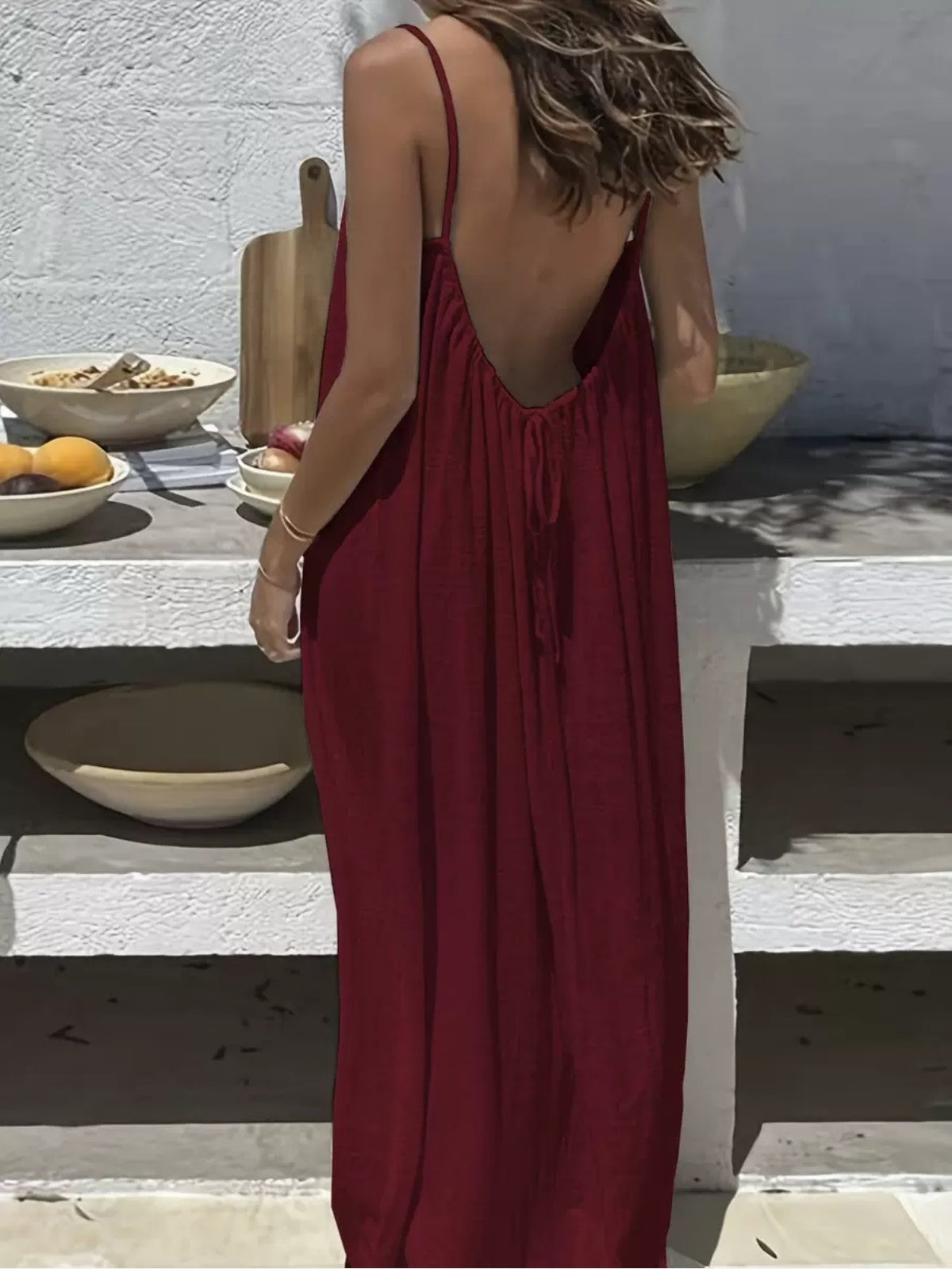 Strappy Backless Relaxed Home Dress