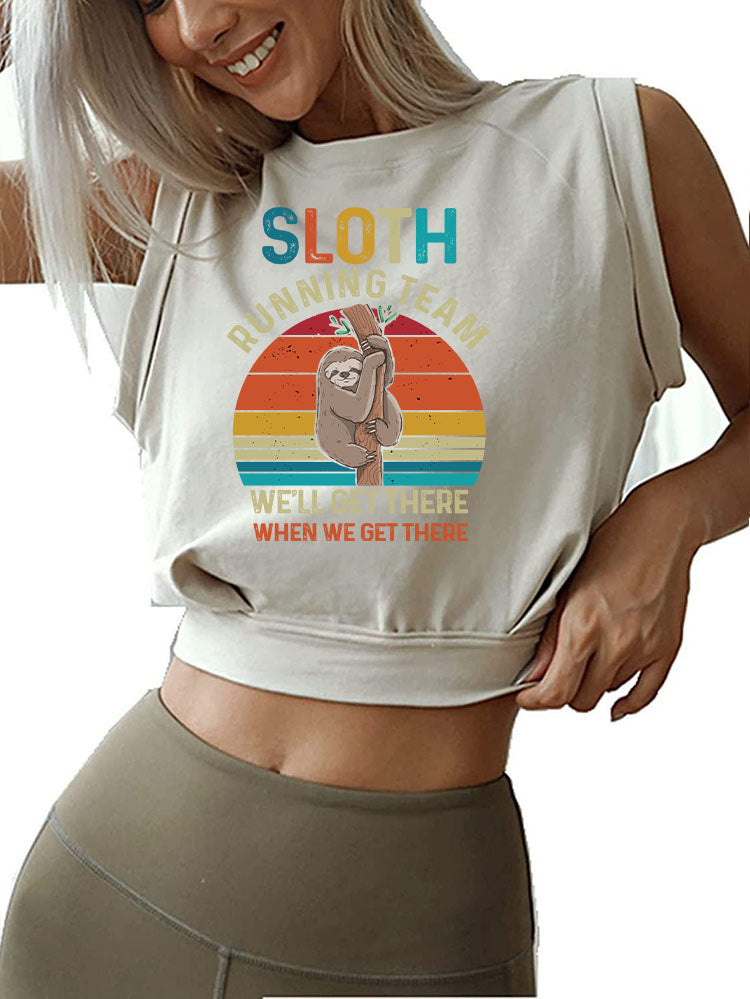 SLOTH RUNNING TEAM Sleeveless Crop Tops