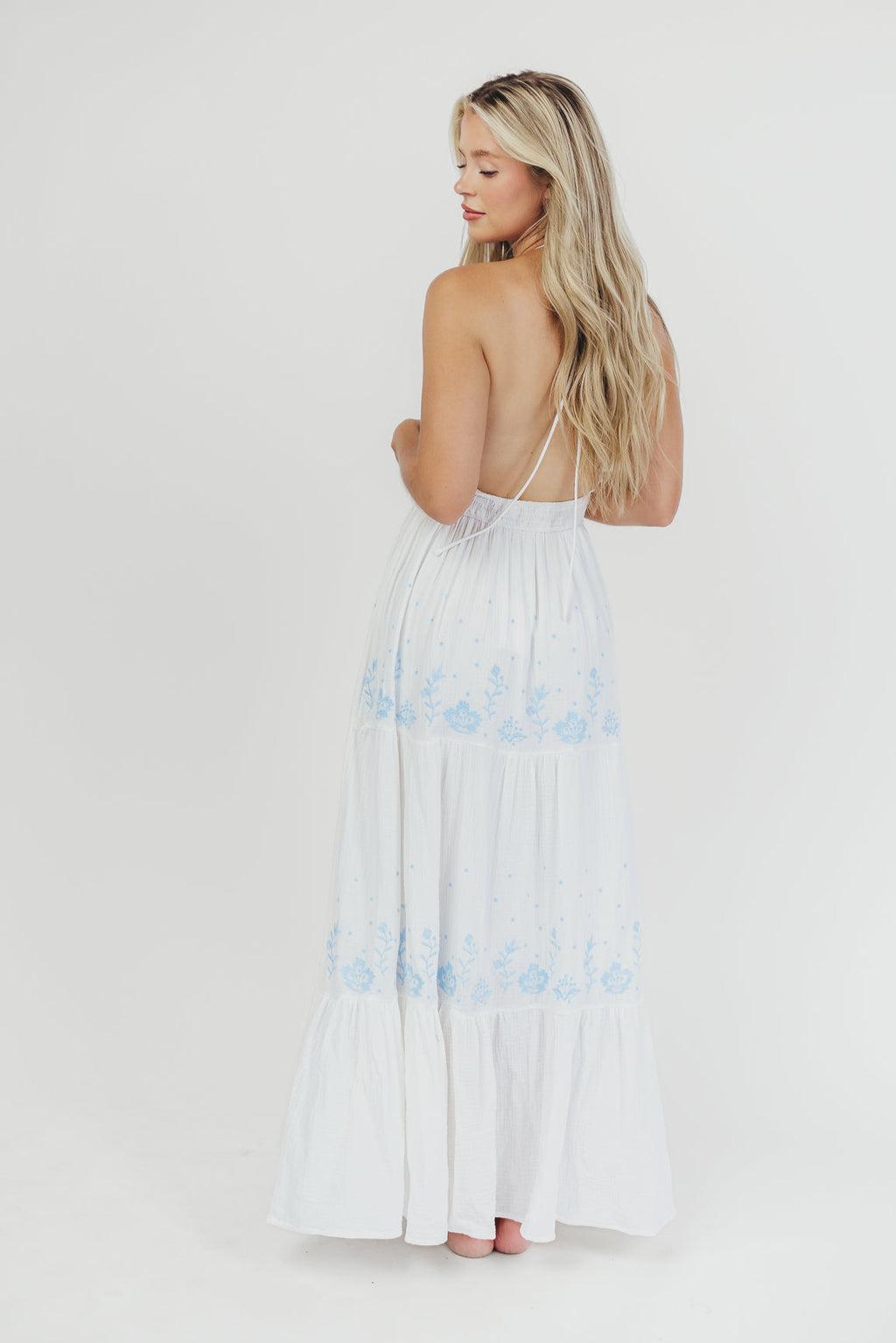 Lena Embroidered Maxi Dress (Off-White)