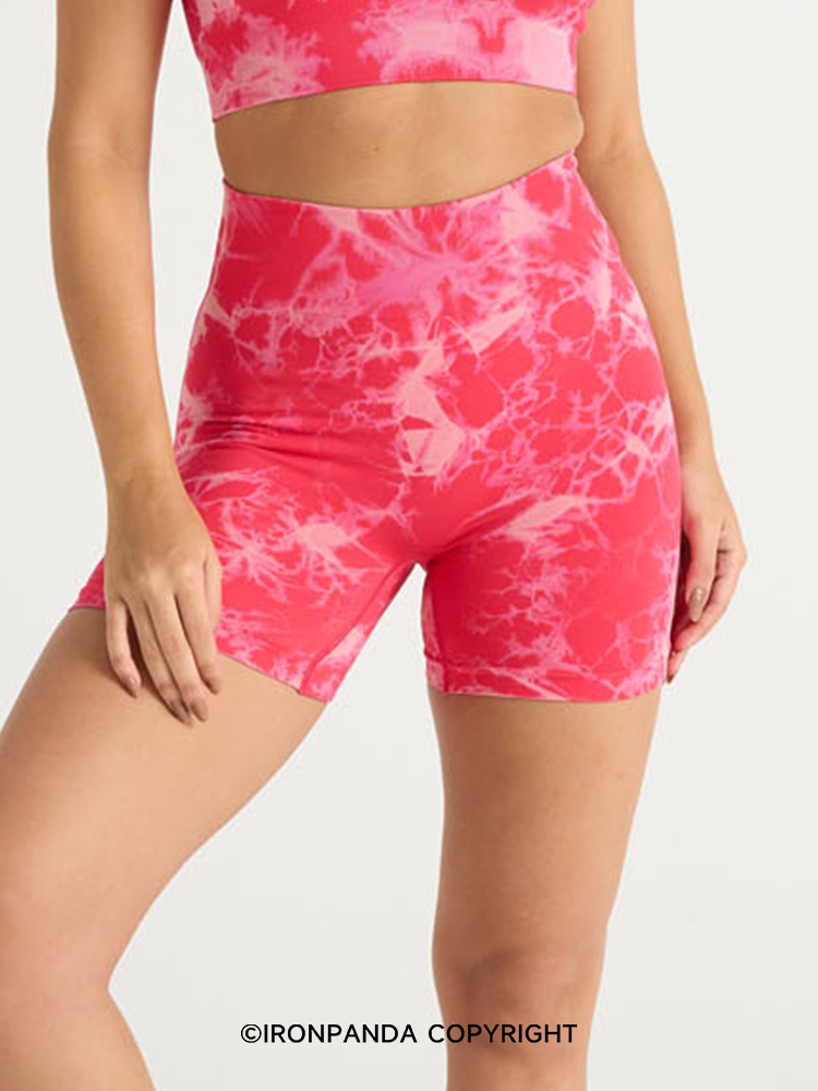 High-Waist Tie-Dye Yoga Shorts