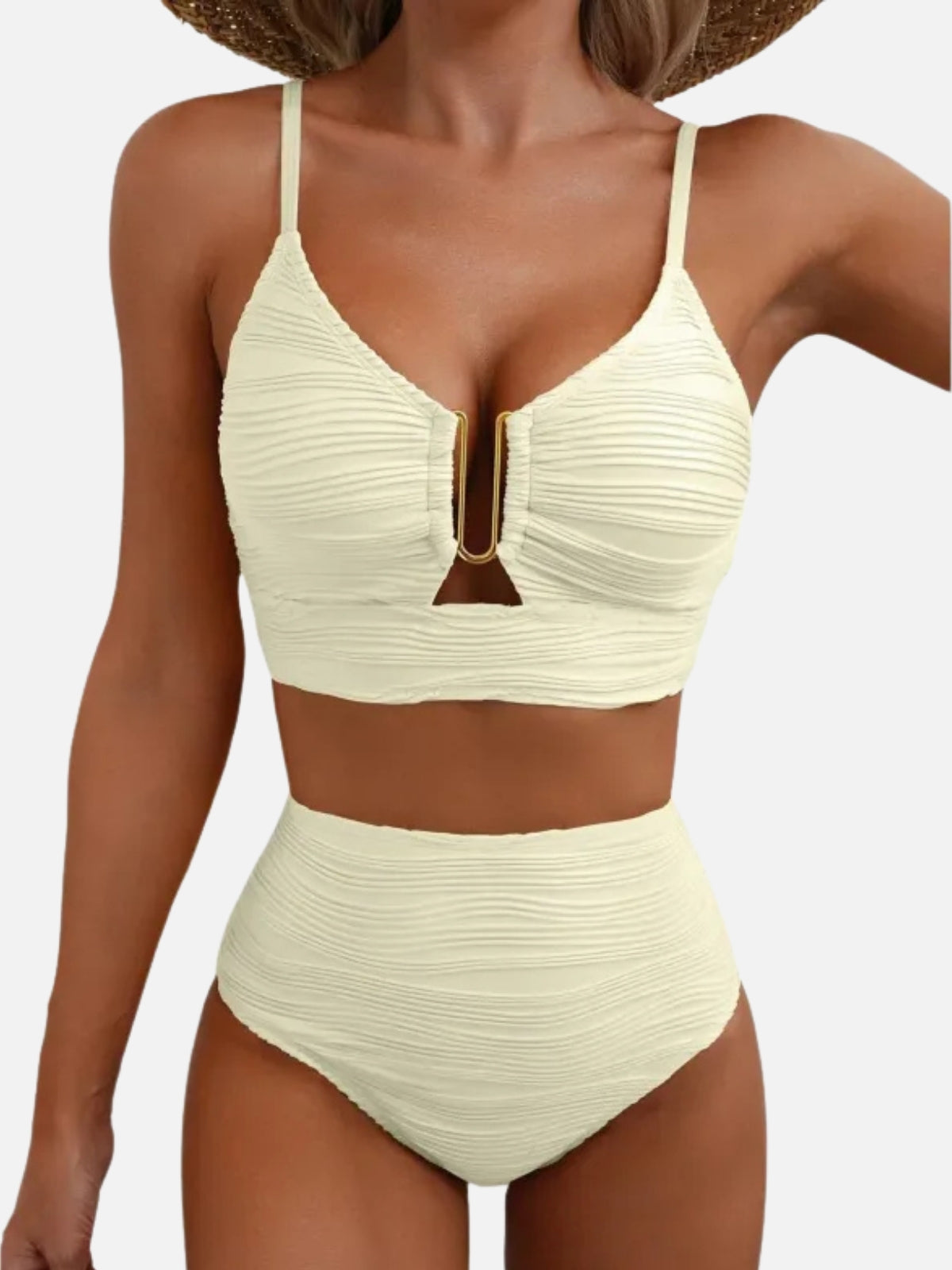 Texture High Waisted Stretch Bikini Set