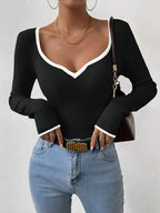Claire | Women’s Winter Contrast Trim Knit Sweater
