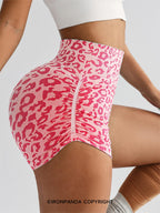 Leopard Print High Waist Yoga Shorts