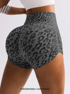 Leopard Print High Waist Yoga Shorts