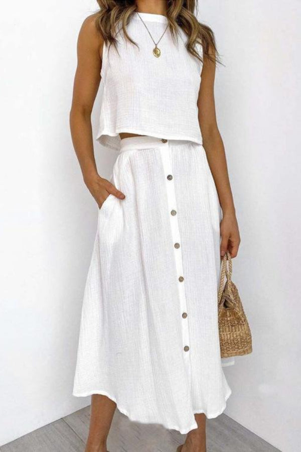 Casual Front Buttons Vest Suit