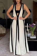 Reversible Style Colorblock A-Line Maxi Dress