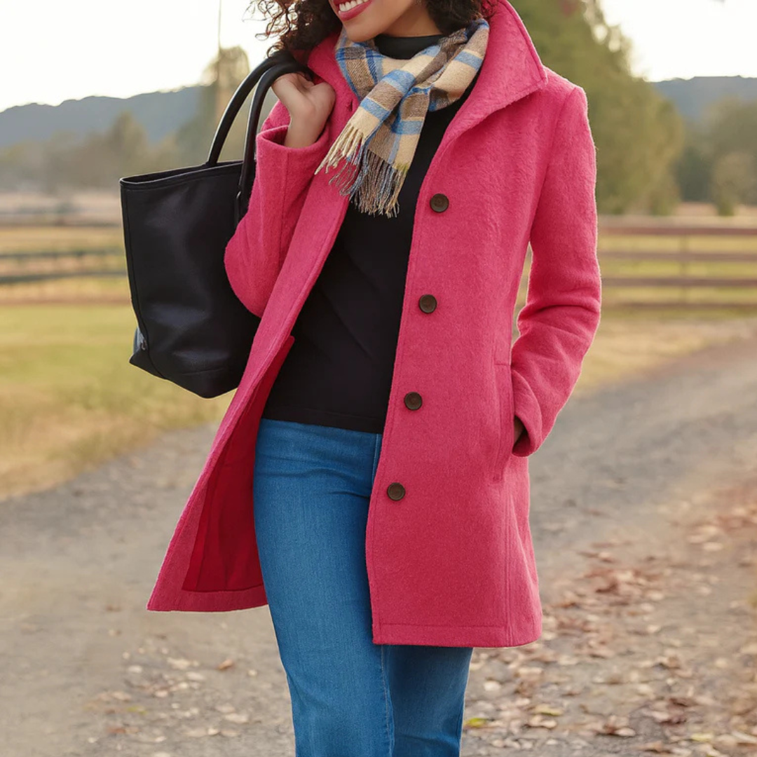 Helga | Women’s Classic Winter Coat with Front Button Closure