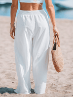 Women's Solid Color Simple Elastic Waist Vacation Casual Pants