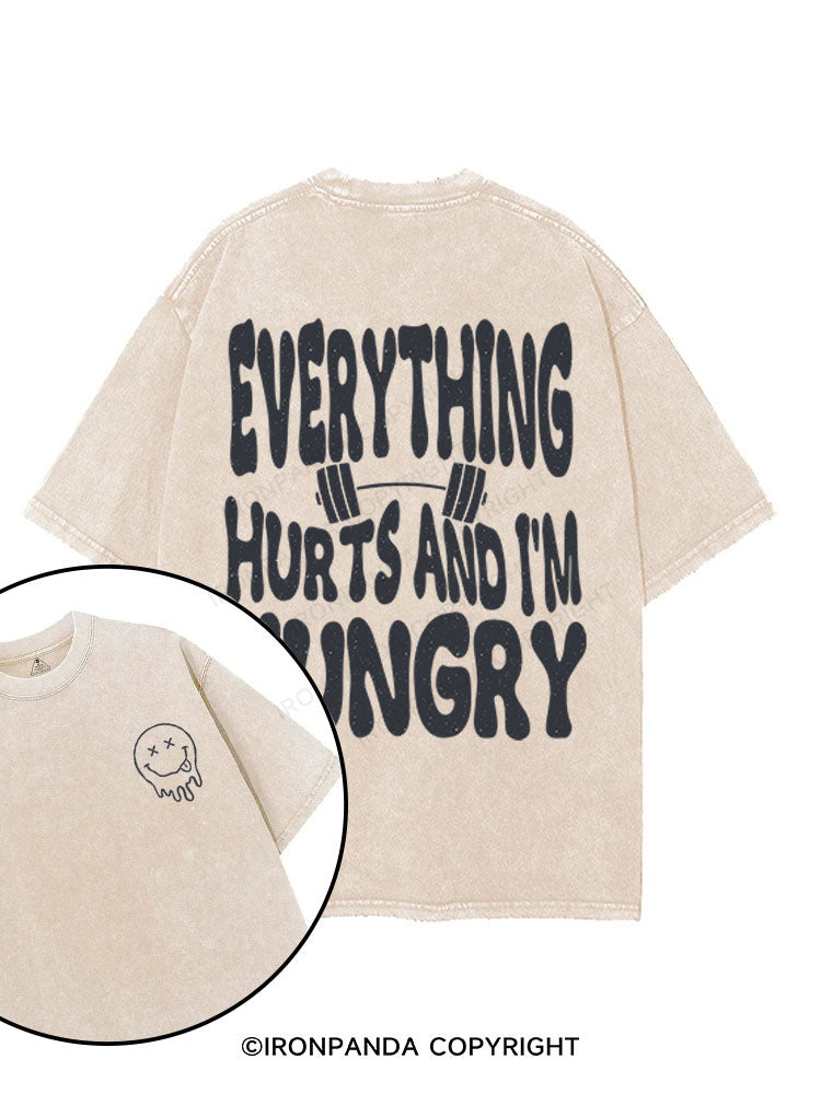 Everything Hurts And I'm Hungry printed Gym Shirt