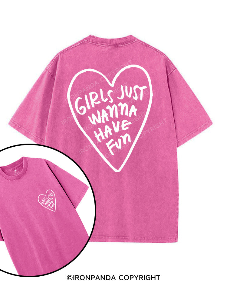 GIRLS JUST WANNA HAVE FUN printed Gym Shirt