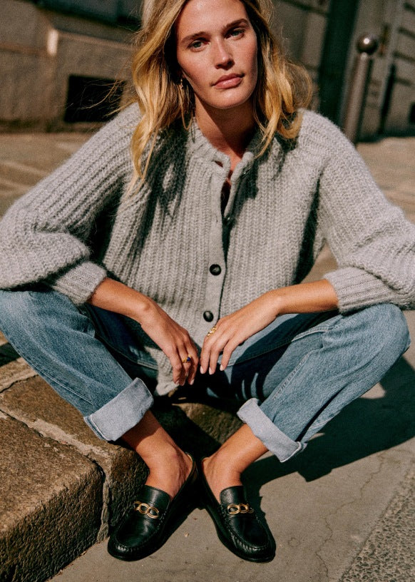 Loose Solid Color Long Sleeve Cardigan Sweater