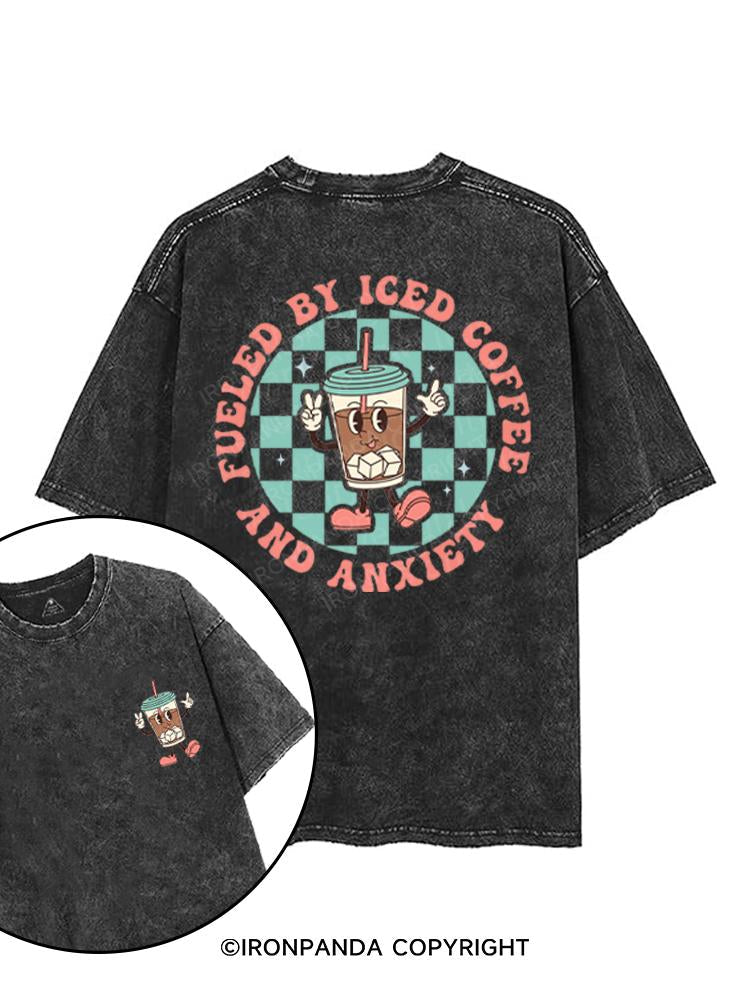 FUELED BY ICED COFFEE AND ANXIETY printed Gym Shirt