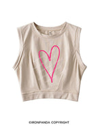 Heart Muscle Sleeveless Crop Tops