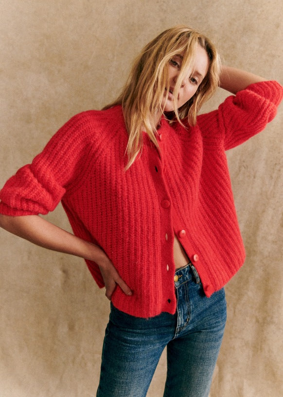 Loose Solid Color Long Sleeve Cardigan Sweater